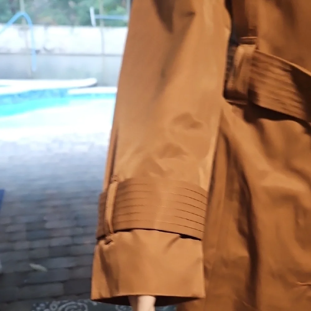 NWT Classic London Fog Long Tan Trench Coat Sz M - Picture 5 of 12